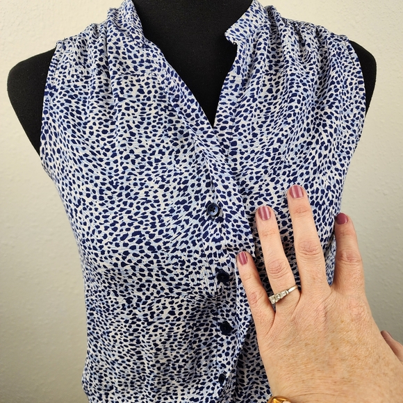 Hilary Radley Women's Size 2 Sleeveless Above Knee Tunic Dress Blue and White - Picture 5 of 9